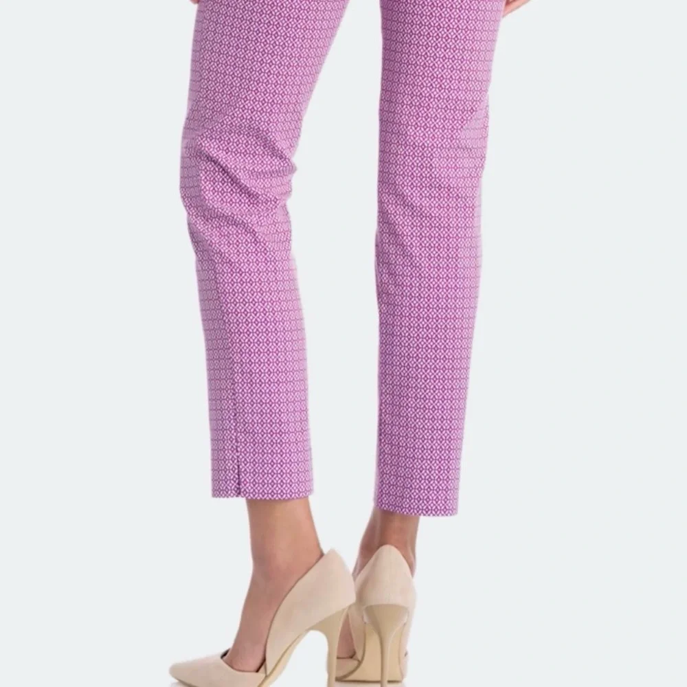 Ladies Purple Patterned Stretch Crop pants - Picture 8 of 8